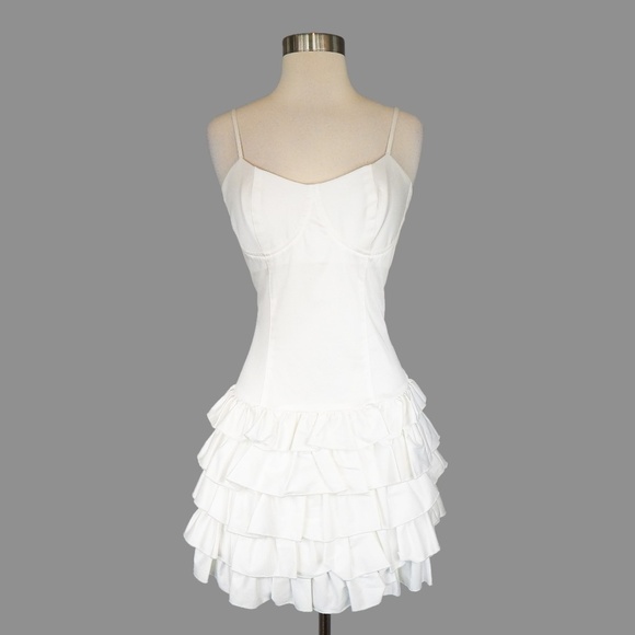 Betsey Johnson Dresses & Skirts - Betsey Johnson White Stretch Corset Ruffle Dress 4